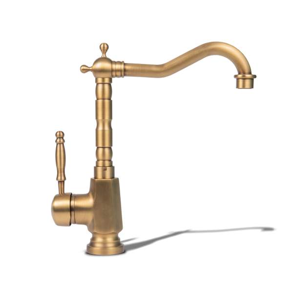 Kitchen Pillar Mixer - Antique Brass