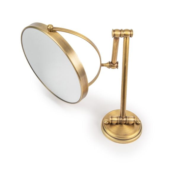 Mounted Make-up Mirror - Antique Brass