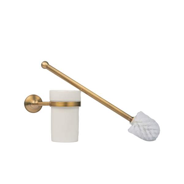 Toilet Brush and Holder - Antique Brass